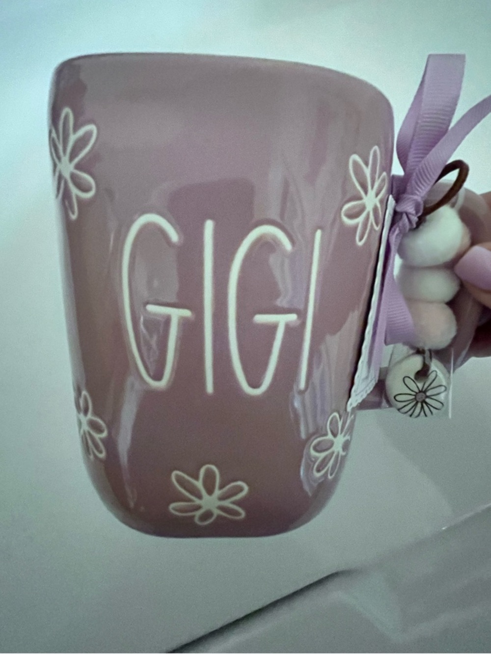 Rae Dunn Pink 'GIGI' Floral Ceramic Mug